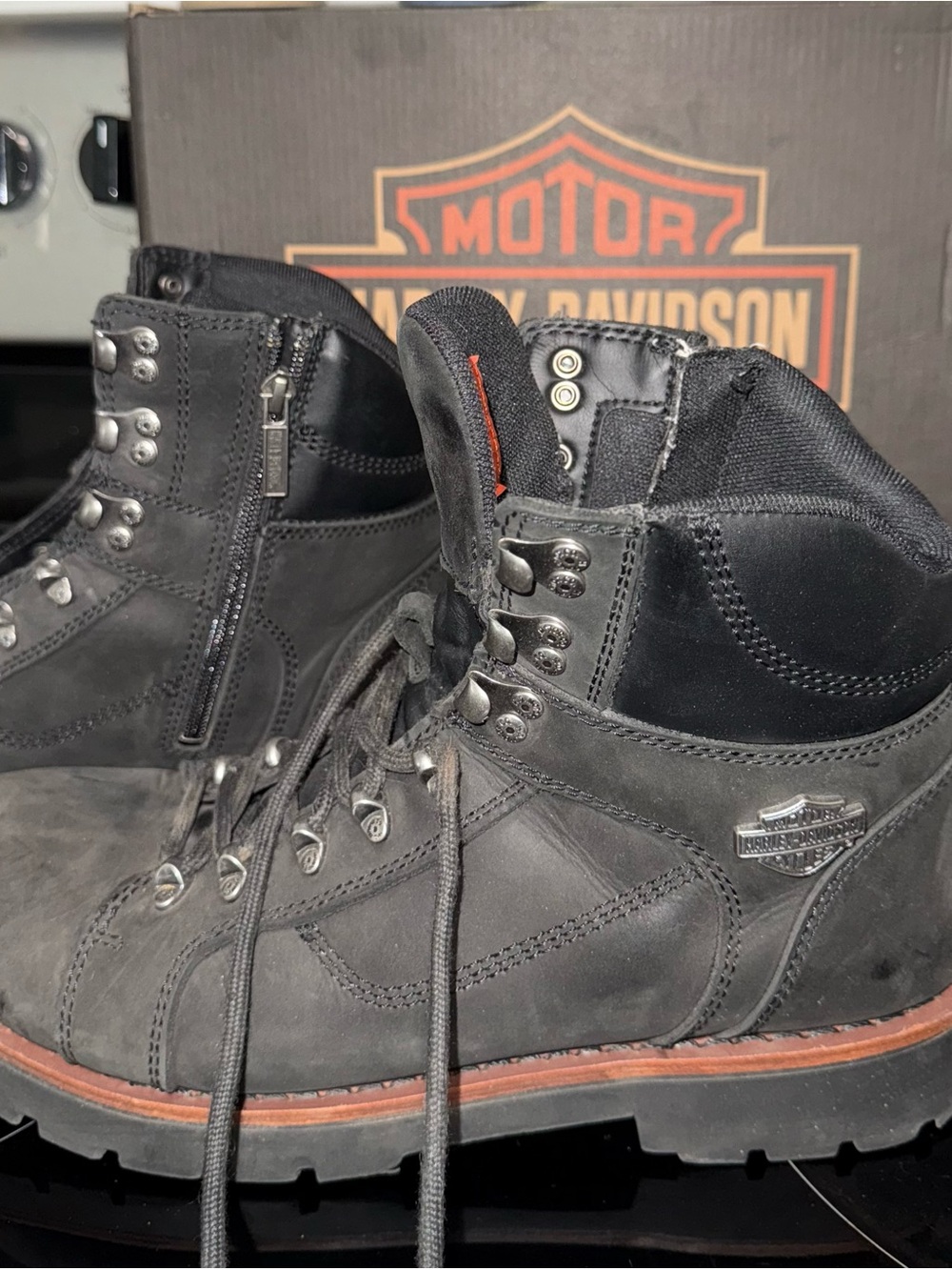 Harley-Davidson Black and Brown Men’su Lace-Up Riding Boots
